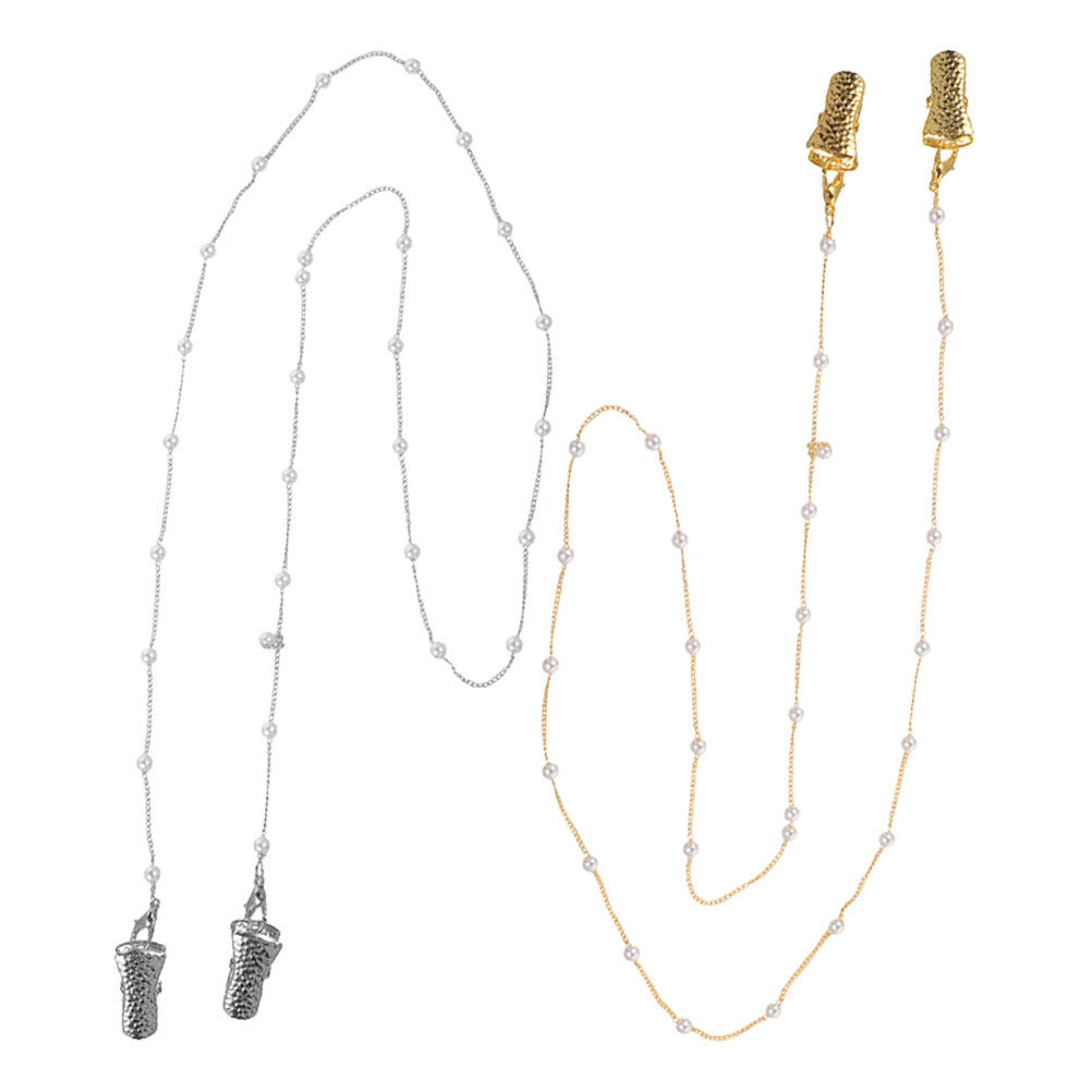 2Pcs Pearl Beaded Eyeglass Cha - Mask Chain Holder 评论和价格